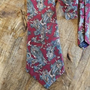 Silk Made In Italy Interwoven Paisley Print Burgundy Mens Neck Tie